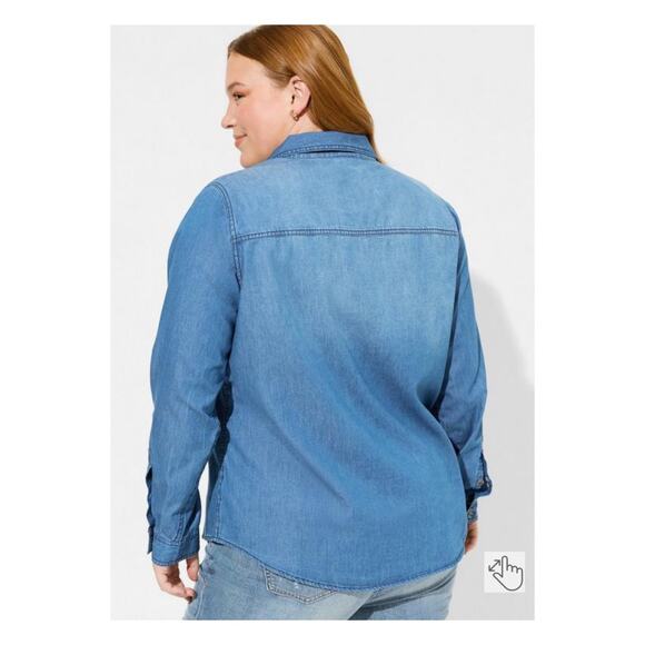 Torrid Blue Denim Long Sleeve Button Up Shirt Sz.4 - Picture 4 of 16